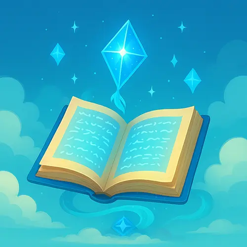 Mystical flight guide with glowing text